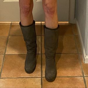 Ugg Suede wedge heeled fur lined boots